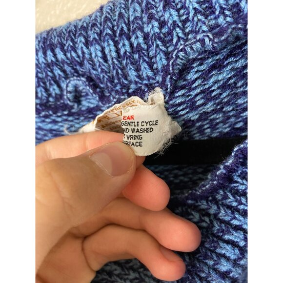 Broadway University Shop XL Vintage Sweater Striped Blue Brown Knit Pullover - Picture 6 of 7